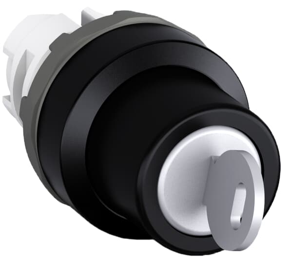 ABB Controls 22mm Operator - Key Selector Switch; Round; 3-Position; Maintained (left)/Maintained/Momentary; Key Removal: All Positions; Code 455 Key